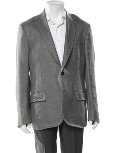 Pre-owned Isaia Silk Blazer In Gray