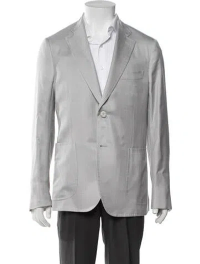Pre-owned Isaia Silk Blazer In Grey