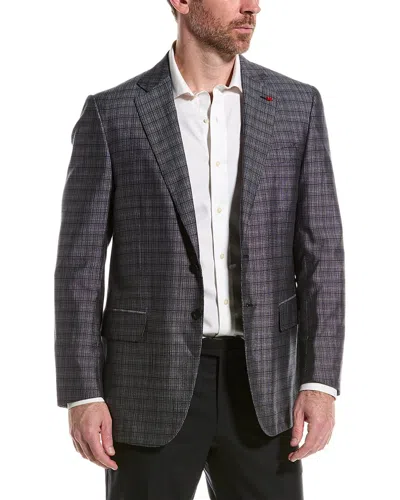 Isaia Silk-blend Suit Jacket In Gray
