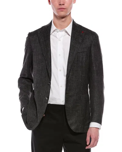 Isaia Silk, Cashmere, & Linen-blend Jacket In Black