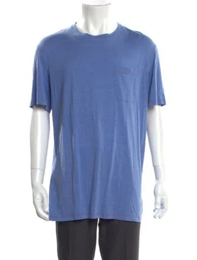 Pre-owned Isaia Silk Crew Neck T-shirt In Blue