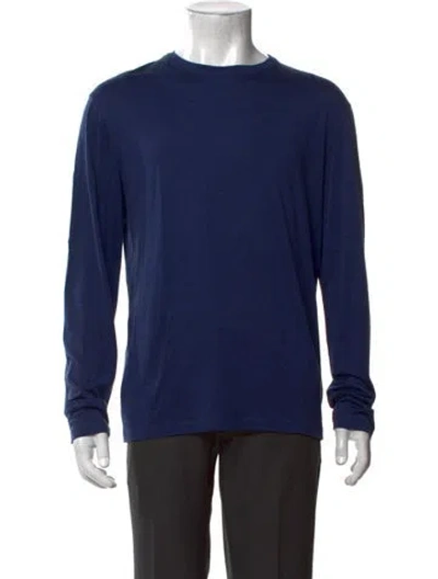 Pre-owned Isaia Silk Crew Neck T-shirt In Blue