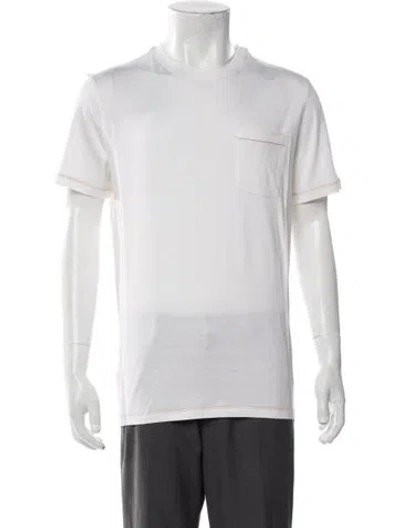 Pre-owned Isaia Silk Crew Neck T-shirt W/ Tags In White