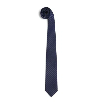 Isaia Silk Floral Tie In Blue