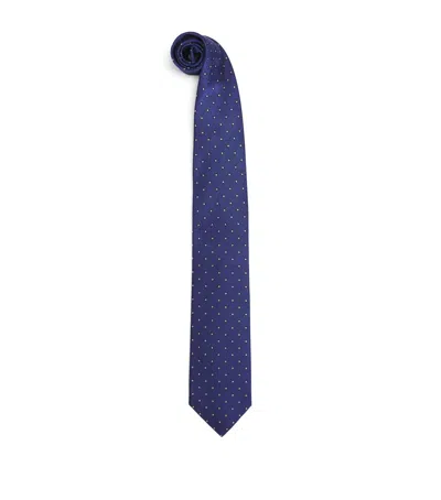 Isaia Silk Jacquard Tie In Blue
