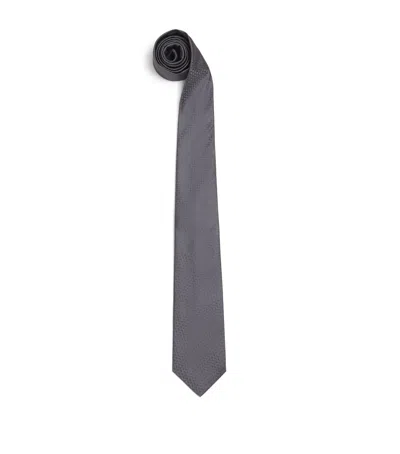 Isaia Silk Jacquard Tie In Gray