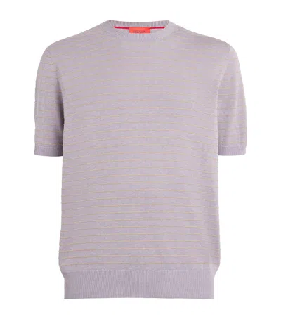 Isaia Silk-linen Knitted T-shirt In Purple