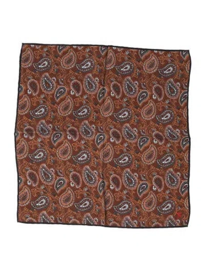 Pre-owned Isaia Silk Paisley Print Scarf In Brown