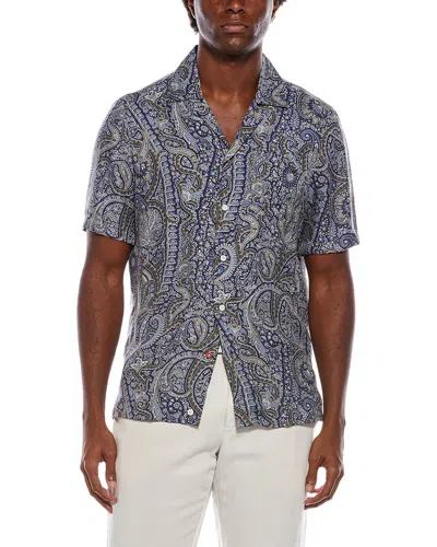 Isaia Silk Sport Shirt In Blue