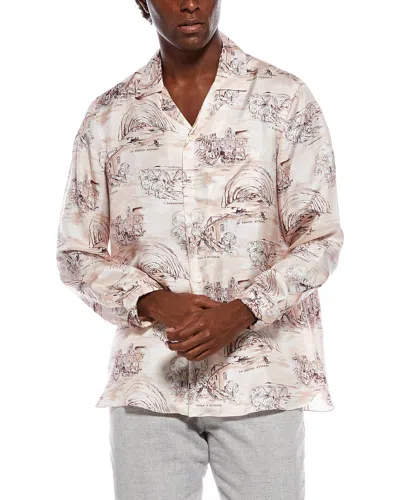 Isaia Silk Sport Shirt In Purple