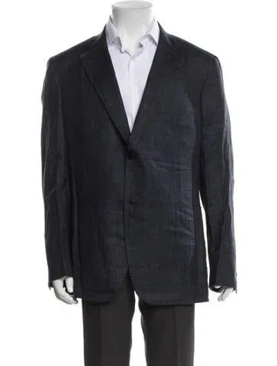 Pre-owned Isaia Silk Striped Blazer In Blue