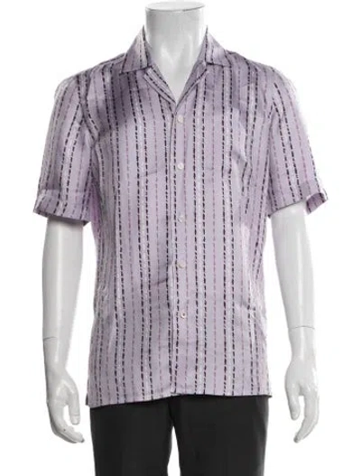 Pre-owned Isaia Silk Striped Shirt In Purple