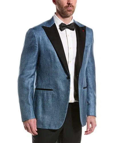 Isaia Silk Suit Jacket In Blue