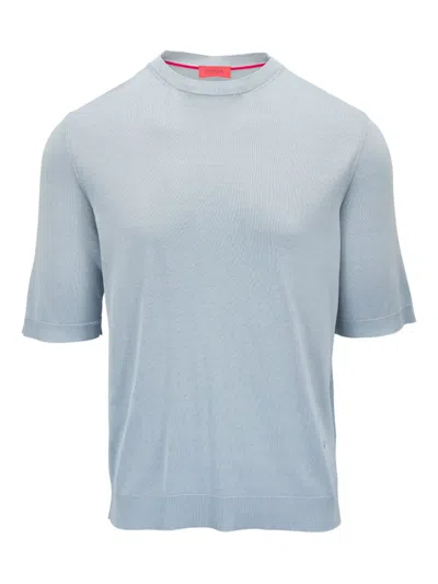 Isaia Silk T-shirt In Blue
