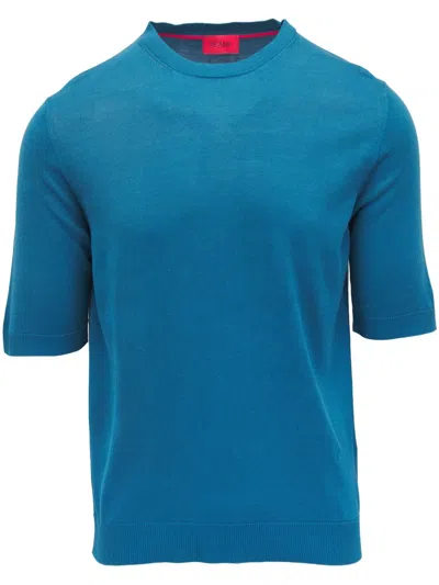 Isaia Silk T-shirt In Blue