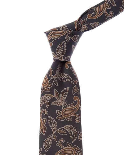 Isaia Silk Tie In Brown