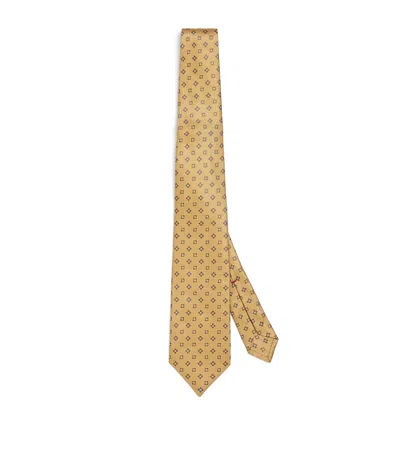 Isaia Silk Tie In Gold
