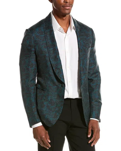 Isaia Silk Tuxedo Jacket In Green