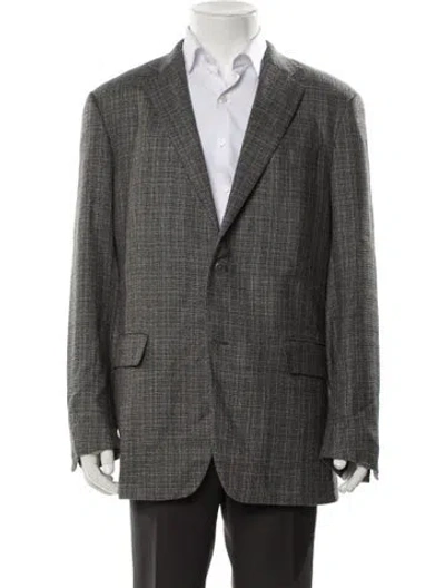 Pre-owned Isaia Silk Tweed Pattern Blazer In Gray
