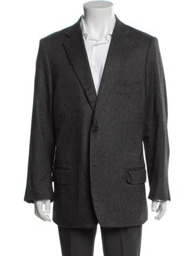 Pre-owned Isaia Silk Tweed Pattern Blazer In Grey