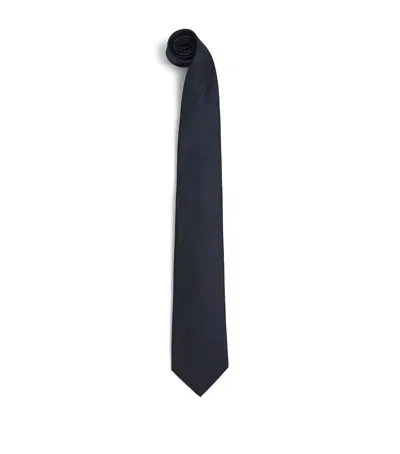 Isaia Silk Woven Tie In Blue