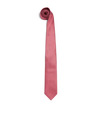 Isaia Silk Woven Tie In Red