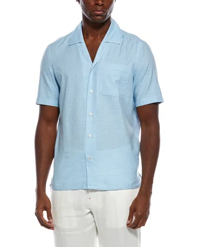Isaia Silk-blend Shirt In Blue