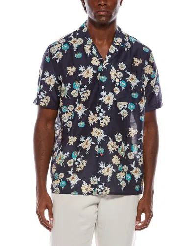 Isaia Silk-blend Sport Shirt In Blue