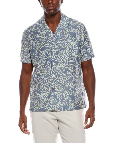 Isaia Silk-blend Sport Shirt In Blue