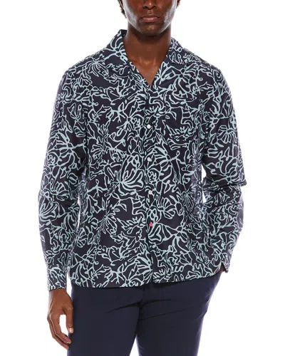 Isaia Silk-blend Sport Shirt In Blue