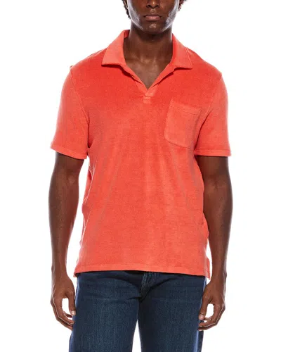 Isaia Silk-blend Terry Polo Shirt In Orange