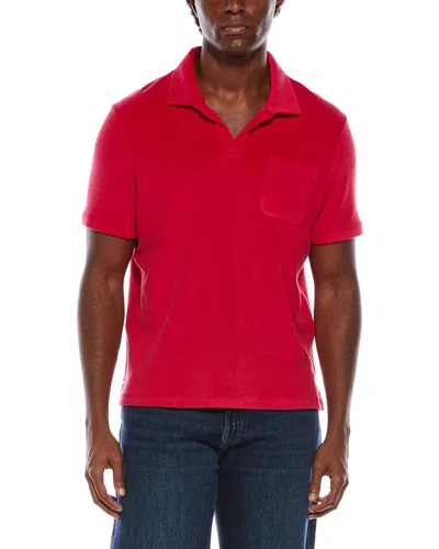 Isaia Silk-blend Terry Polo Shirt In Red