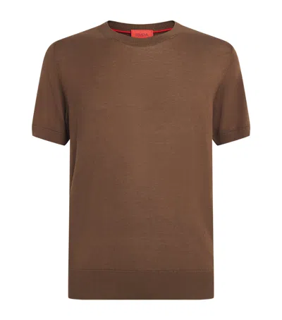Isaia Silk-cashmere T-shirt In Brown
