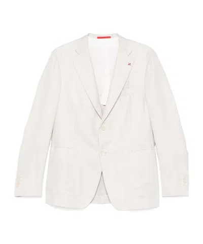 Isaia Single-breasted Blazer In White