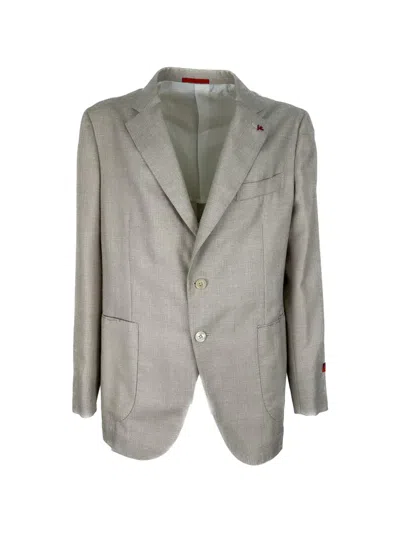 Isaia Single-breasted Blazer In Gray