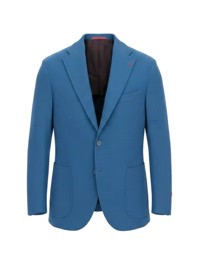 Isaia Single-breasted Notch-lapel Blazer In Blue