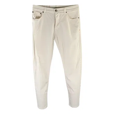 Pre-owned Isaia Size 32 White Cotton Blend Straight Jeans