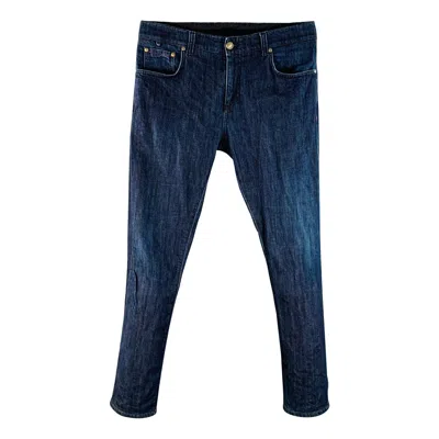 Pre-owned Isaia Size 34 Blue Cotton Selvedge Twill Skinny Jeans