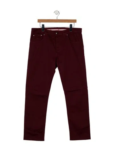 Pre-owned Isaia Skinny Jeans In Burgundy