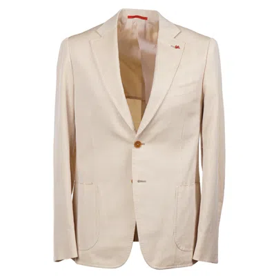 Pre-owned Isaia Slim-fit 'cortina' Yellow And White Woven Wool-blend Sport Coat 40r (eu50)