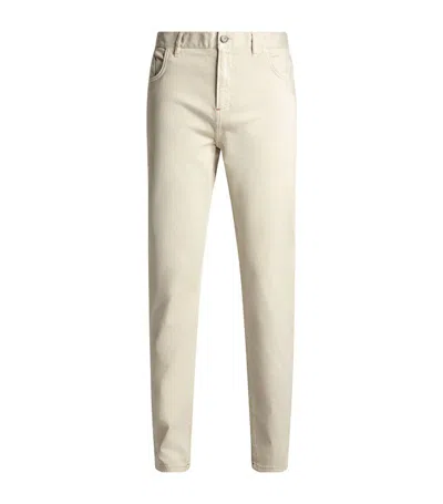 Isaia Slim Jeans In Ivory