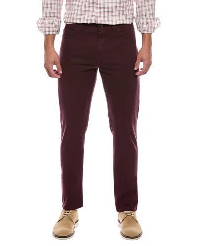 Isaia Slim Straight 5-pocket Pant In Burgundy