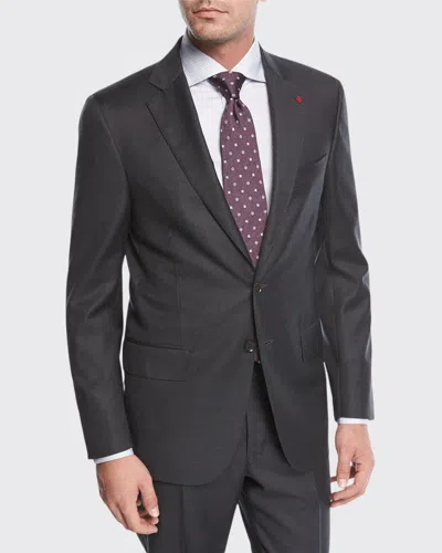 Isaia Solid Wool Two-piece Suit In Black
