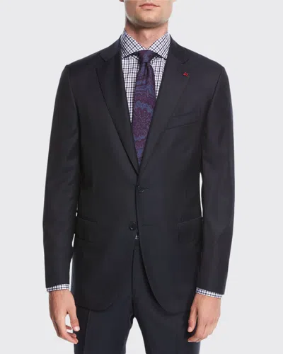 Isaia Solid Wool Two-piece Suit In Blue