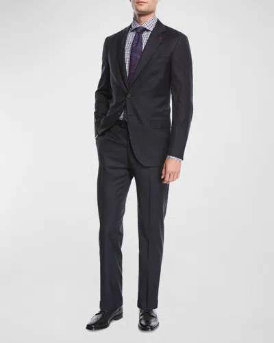 Isaia Solid Wool Two-piece Suit In Navy
