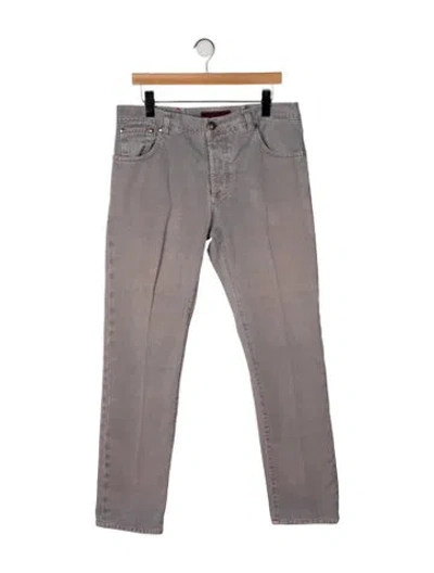 Pre-owned Isaia Straight Leg Pants In Gray