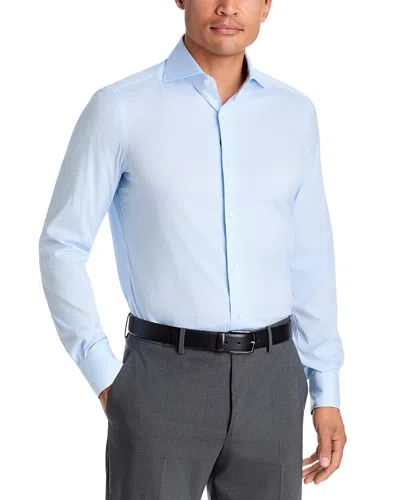 Isaia Stretch Cotton Basic Dress Shirt In Blue