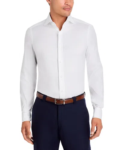 Isaia Stretch Cotton Basic Dress Shirt In White