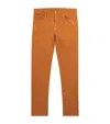 Isaia Stretch Cotton-cashmere Slim Jeans In Brown
