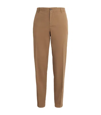 Isaia Stretch-cotton Chinos In Neutral